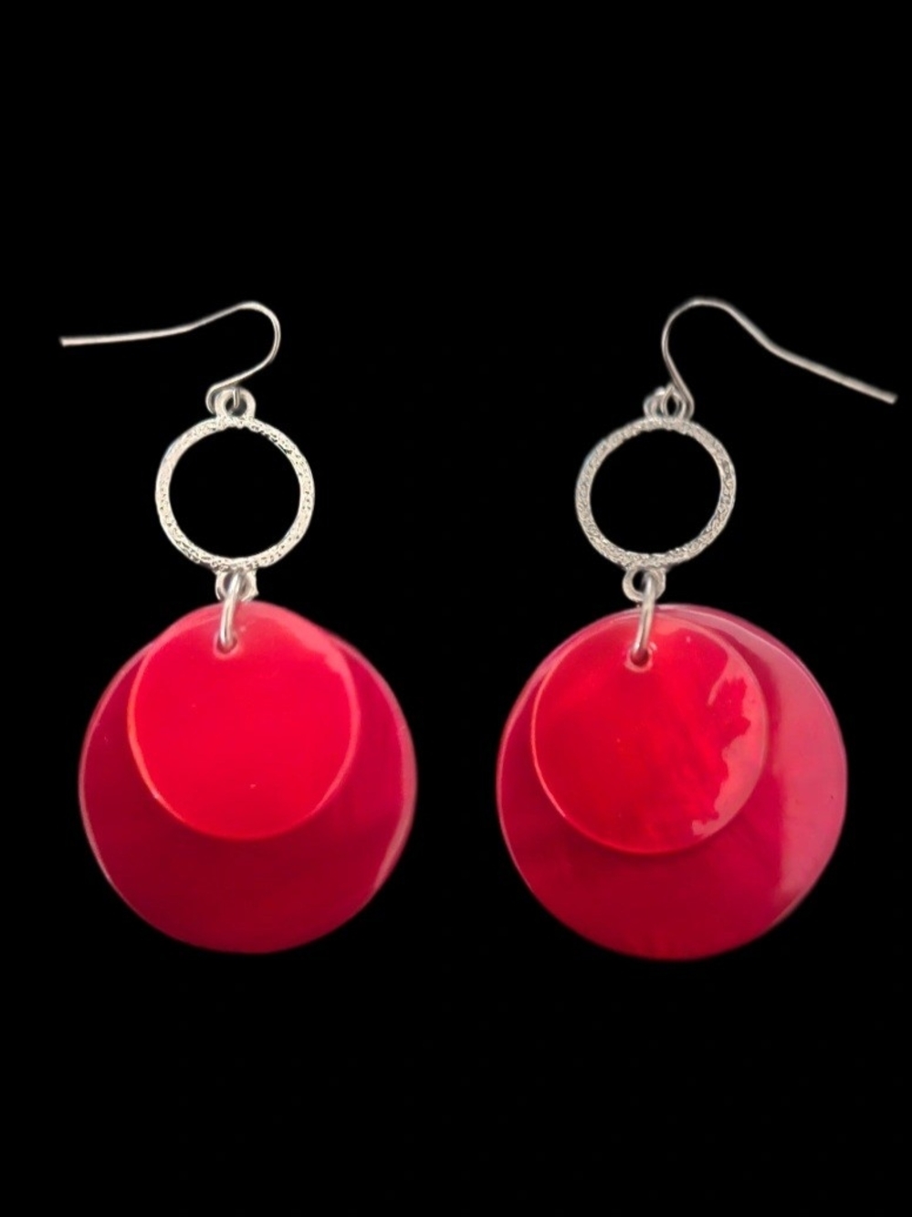 Vibrant Red Drop Earrings  (Silver and Red)